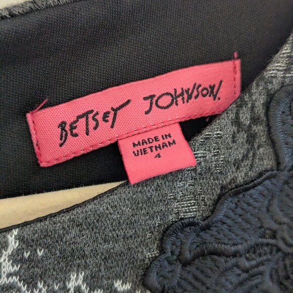 Betsy Johnson Pencil Dress Size 4 Grey Black Floral EUC - Picture 7 of 7
